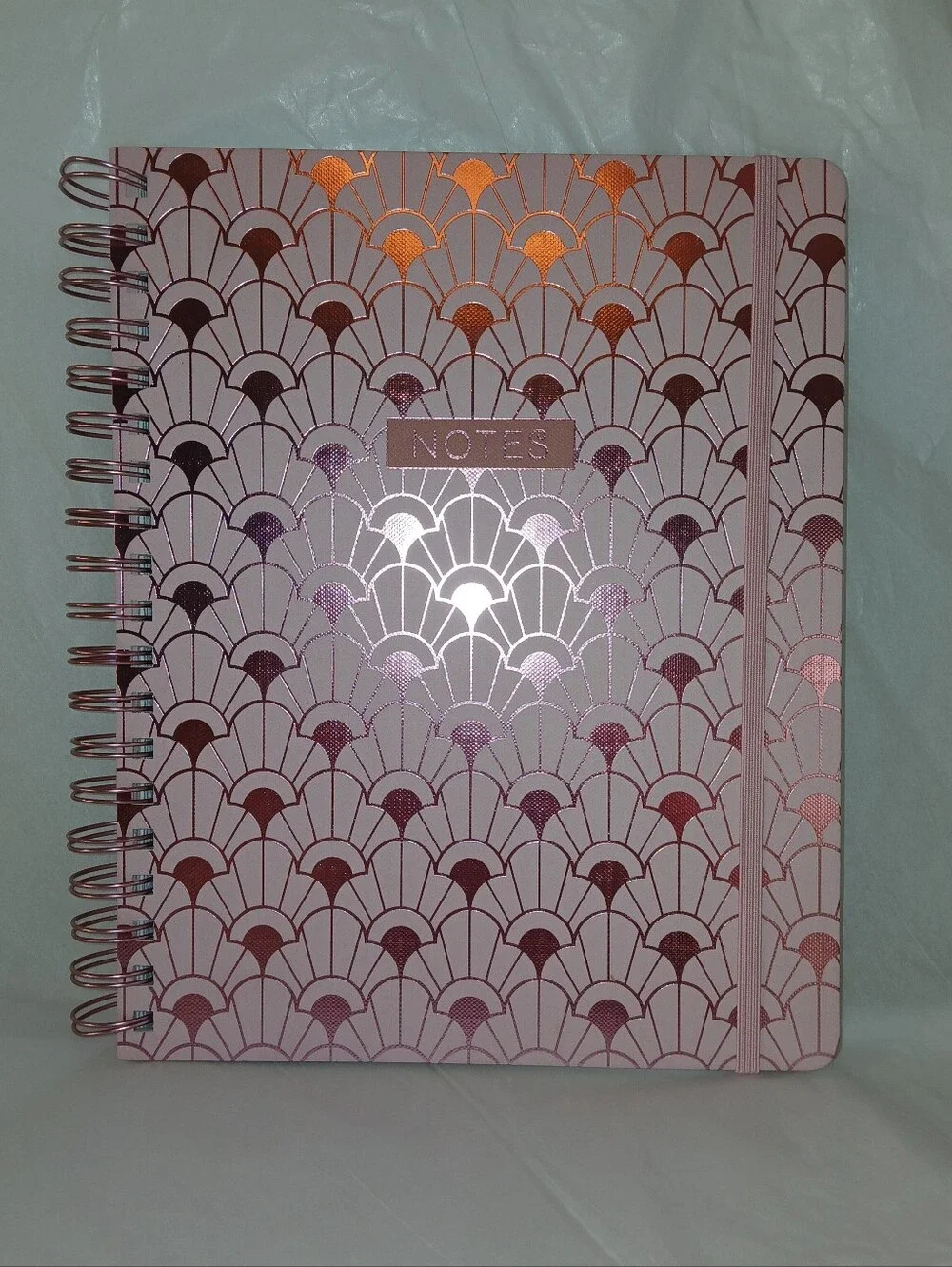 Art Deco Hardcover Wirebound Journal With 2 Pockets, Pink, James Burke